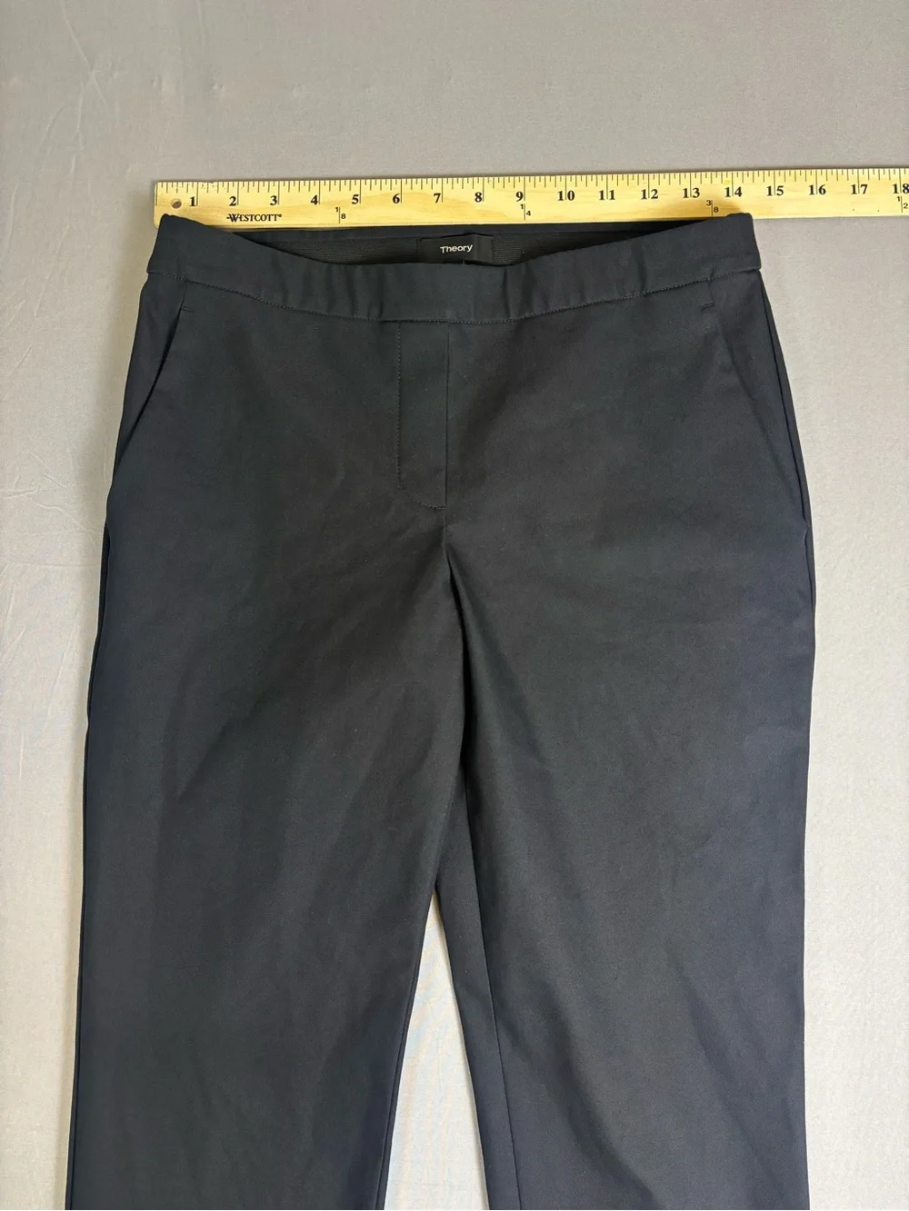 THEORY Thaniel Cropped Black Slim Trousers Size 2 New With Tags - Picture 7 of 15